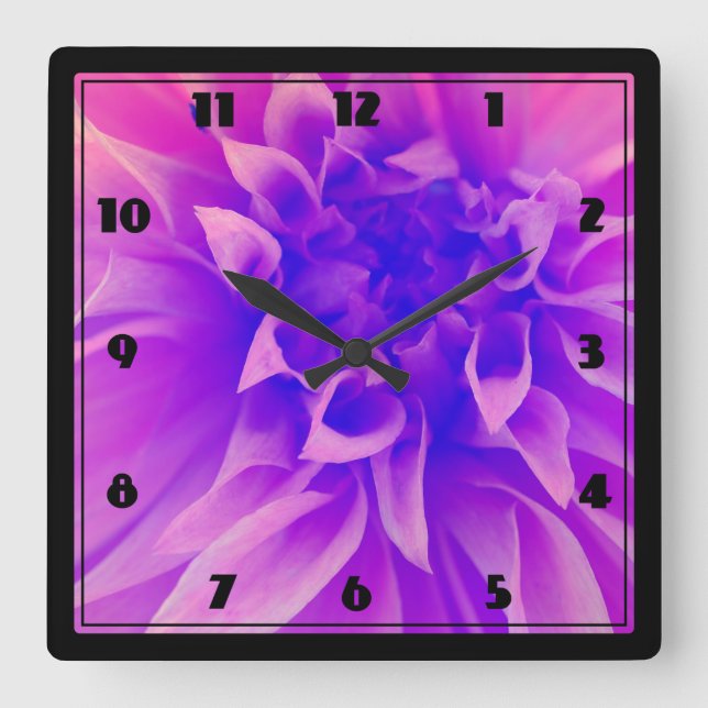Horloge Carrée Fleur rose Macro (Recto)