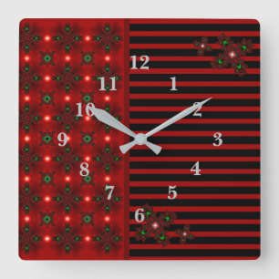 Horloge Carrée Fleurs Artdeco dans le style rétro