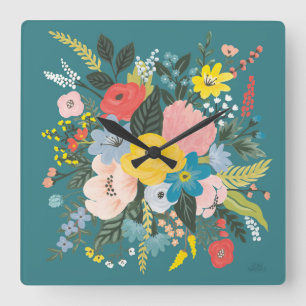 Horloge Carrée Fleurs de jardin sauvage