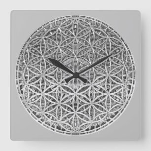 Horloge Carrée FLEURS DE VIE - Médaille d'argent