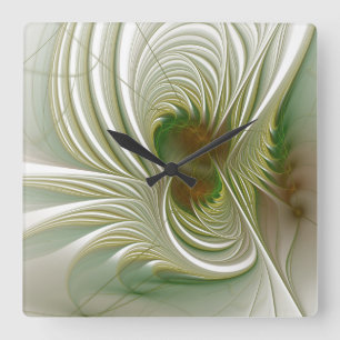 Horloge Carrée Fleurs imaginaires fractales douces et tendres