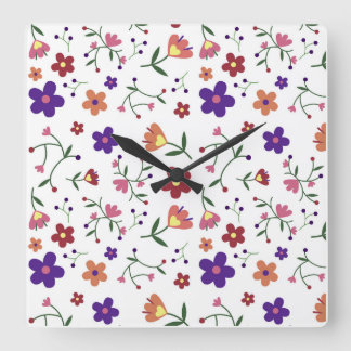 Horloge Carrée Fleurs motifs