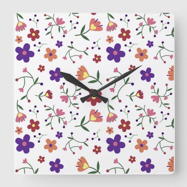 Horloge Carrée Fleurs motifs (Recto)