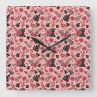 Fleurs motifs et feuilles flamands roses