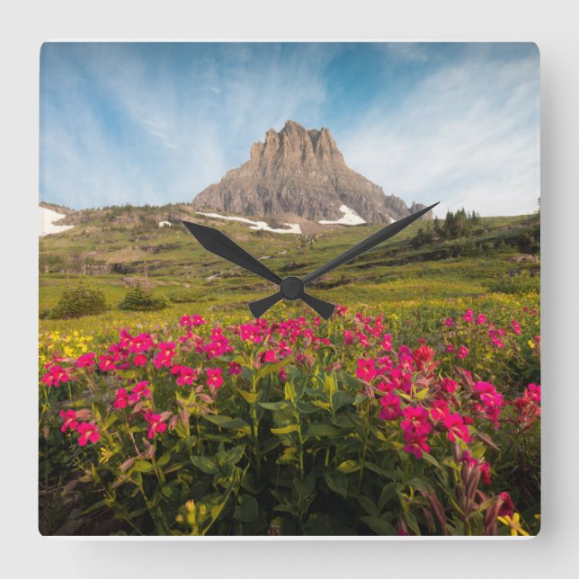 Horloge Carrée Fleurs | Parc national des Glaciers du Montana (Recto)