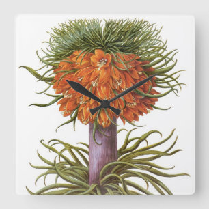 Horloge Carrée Fleurs vintages de Fritillaria par Basilius Besler