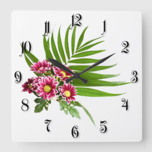Horloge Carrée Fleurs violettes