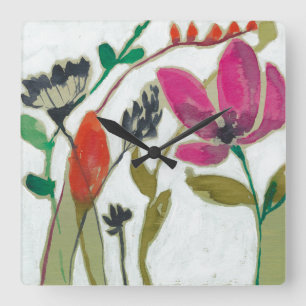 Horloge Carrée Fleurs vives
