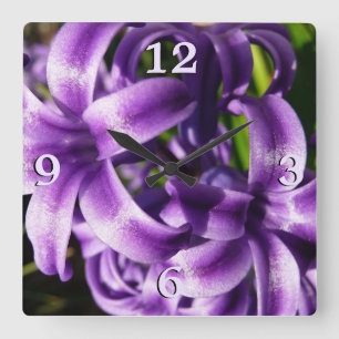 Horloge Carrée Floral Blue Hyacinth