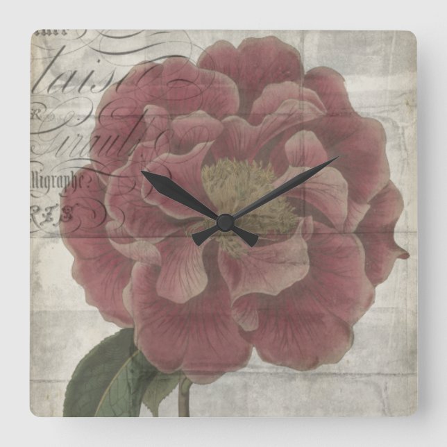 Horloge Carrée Floral français III (Recto)