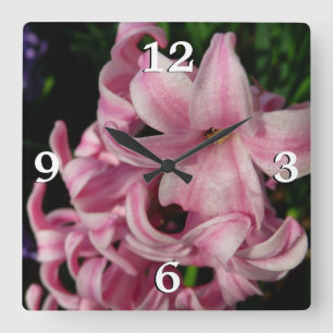 Horloge Carrée Floral Pink Hyacinth