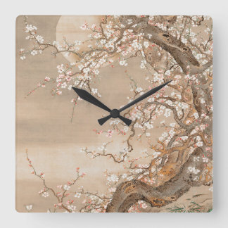 Horloge Carrée Flores de prunes japonaises