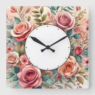 Horloge Carrée flower design