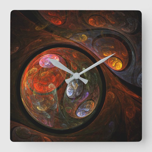 Horloge Carrée Fluides Connection Abstract Art Square (Recto)