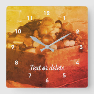 Horloge Carrée Foire agricole de comté Fruits en détresse Vintage