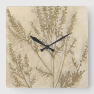 Horloge Carrée Foliage doré II