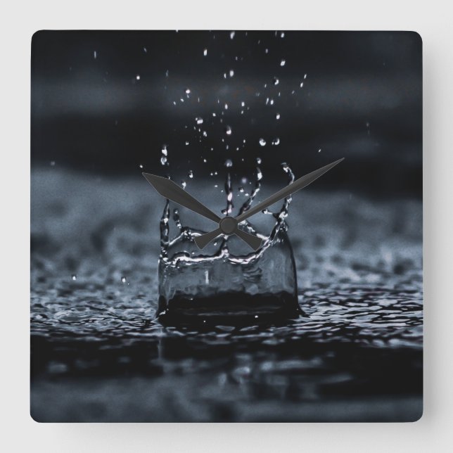 Horloge Carrée Fond d'écran numérique Water Droplet (Recto)