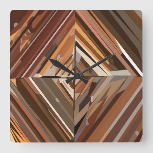 Horloge Carrée Fond en bois de diamant géométrique moderne