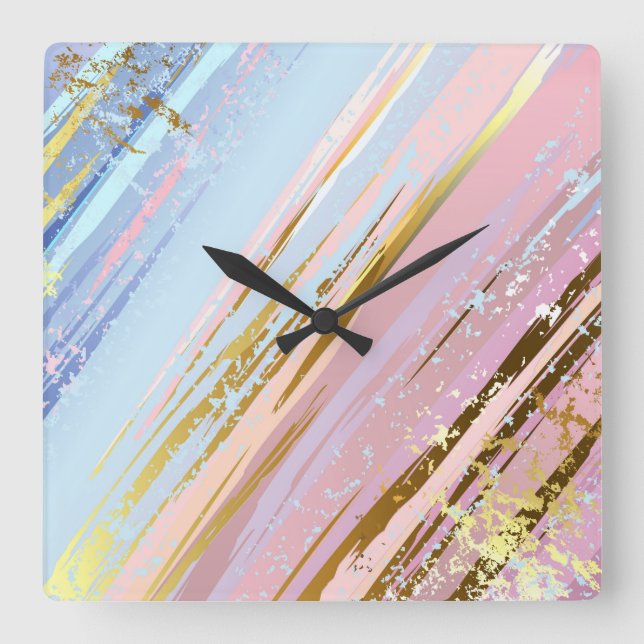 Horloge Carrée Fond rose texturé (Recto)