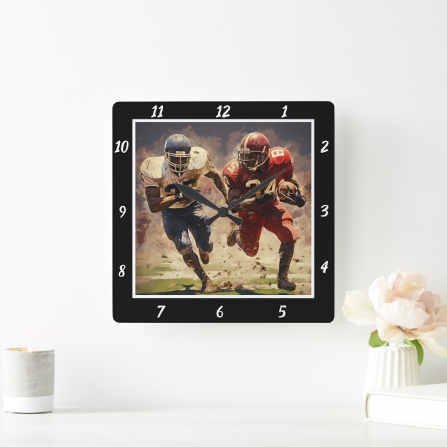 Horloge Carrée Football Action Art (Maison)