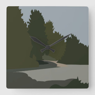 Horloge Carrée Forêt d'arbres