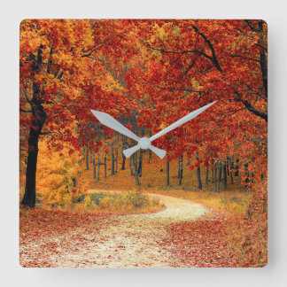 Horloge Carrée Forêt d'automne