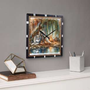 Horloge Carrée Forêt Indienne : Un moment de douceur