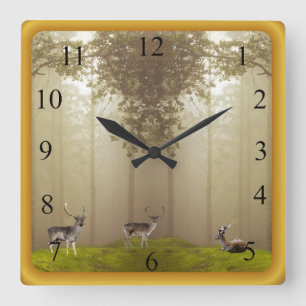 Horloge Carrée Forêt mystique