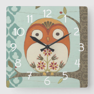 Horloge Carrée Forêt Whimsy I