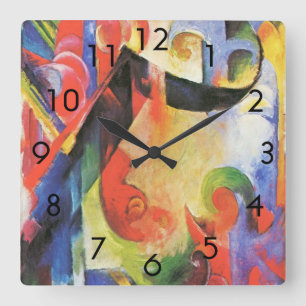 Horloge Carrée Formes brisées par Franz Marc, Art abstrait vintag