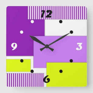 Horloge Carrée Formes géométriques en papier multicolore