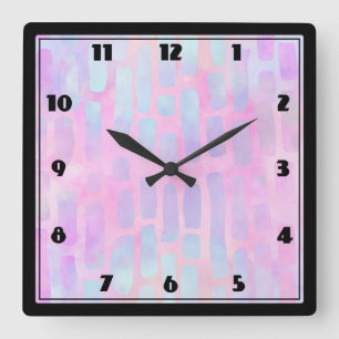 Horloge Carrée Formes rectangulaires bleues sur Arrière - plan ro