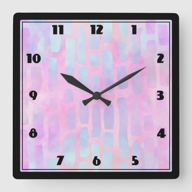 Horloge Carrée Formes rectangulaires bleues sur Arrière - plan ro (Recto)