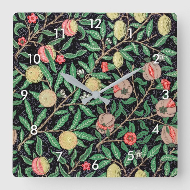 Horloge Carrée Four Fruit, William Morris (Recto)