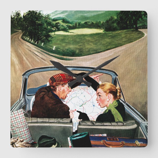 Horloge Carrée Fourchette dans la route (Recto)