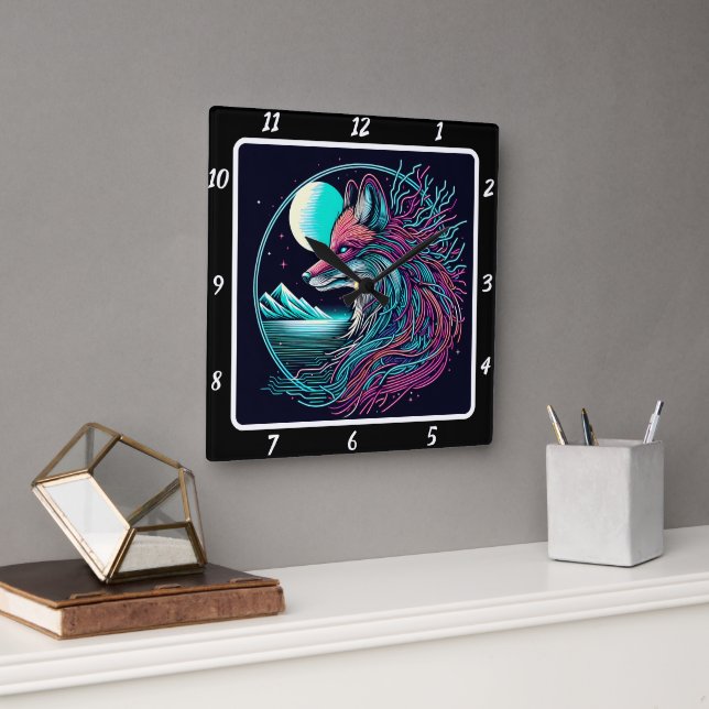 Horloge Carrée Fox surplombant les sommets de Twilight (Bureau)