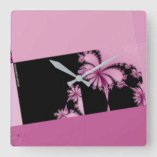 Horloge Carrée Fractal garden rose water