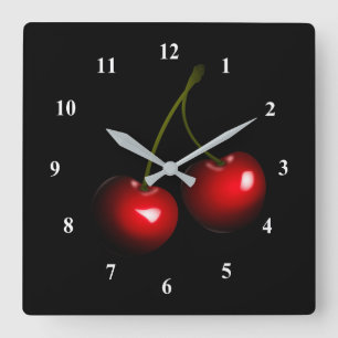 Horloge Carrée Fraîche cerise sucrée