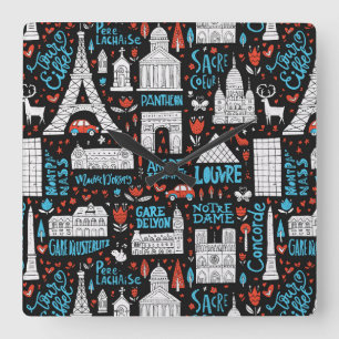 Horloge Carrée France  Motif des symboles