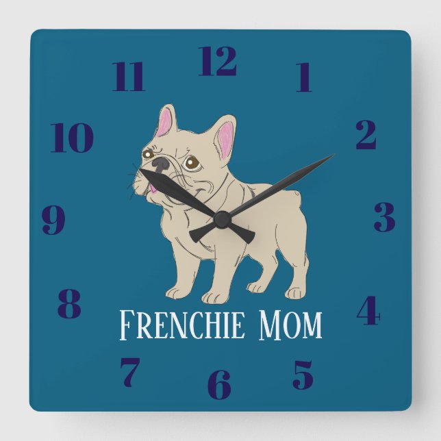 Horloge Carrée Frenchie Mom (Recto)