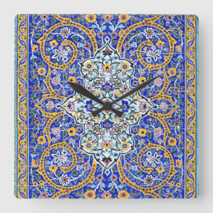 Horloge Carrée Fresque carrelée persane