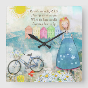 HORLOGE CARRÉE FRIENDS ARE ANGELS SQUARE CLOCK