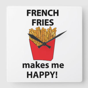 Horloge Carrée Frites Me Rends Heureux Frites