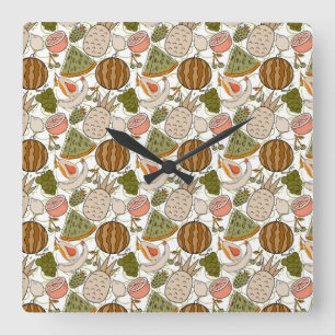 Horloge Carrée Fruit motif transparent motif de surface de frui