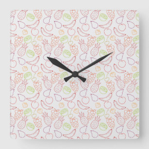 Horloge Carrée Fruit motif transparent   motif de surface de frui