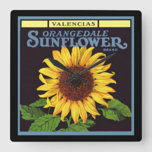 Horloge Carrée Fruit vintage Crate Étiquette Art Orangedale Tourn