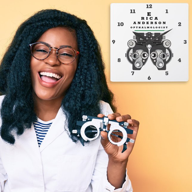 Horloge Carrée Fun Eye Care Professionnel Phoropter (Créateur téléchargé)
