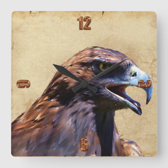 Horloge Carrée Fun Juvenile Bald Eagle Attitude Wildlife (Recto)