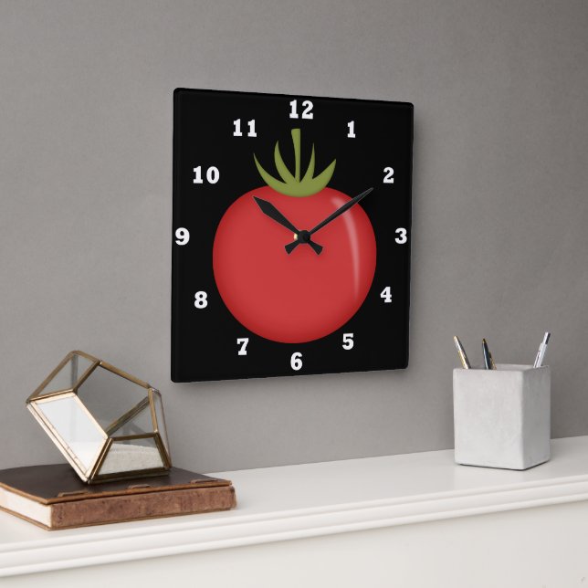 Horloge Carrée Fun Tomato (Bureau)