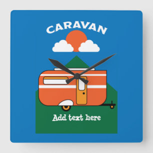 Horloge Carrée Funny Accessoires caravane Camping Caravaner